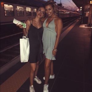 Blue/green halter dress